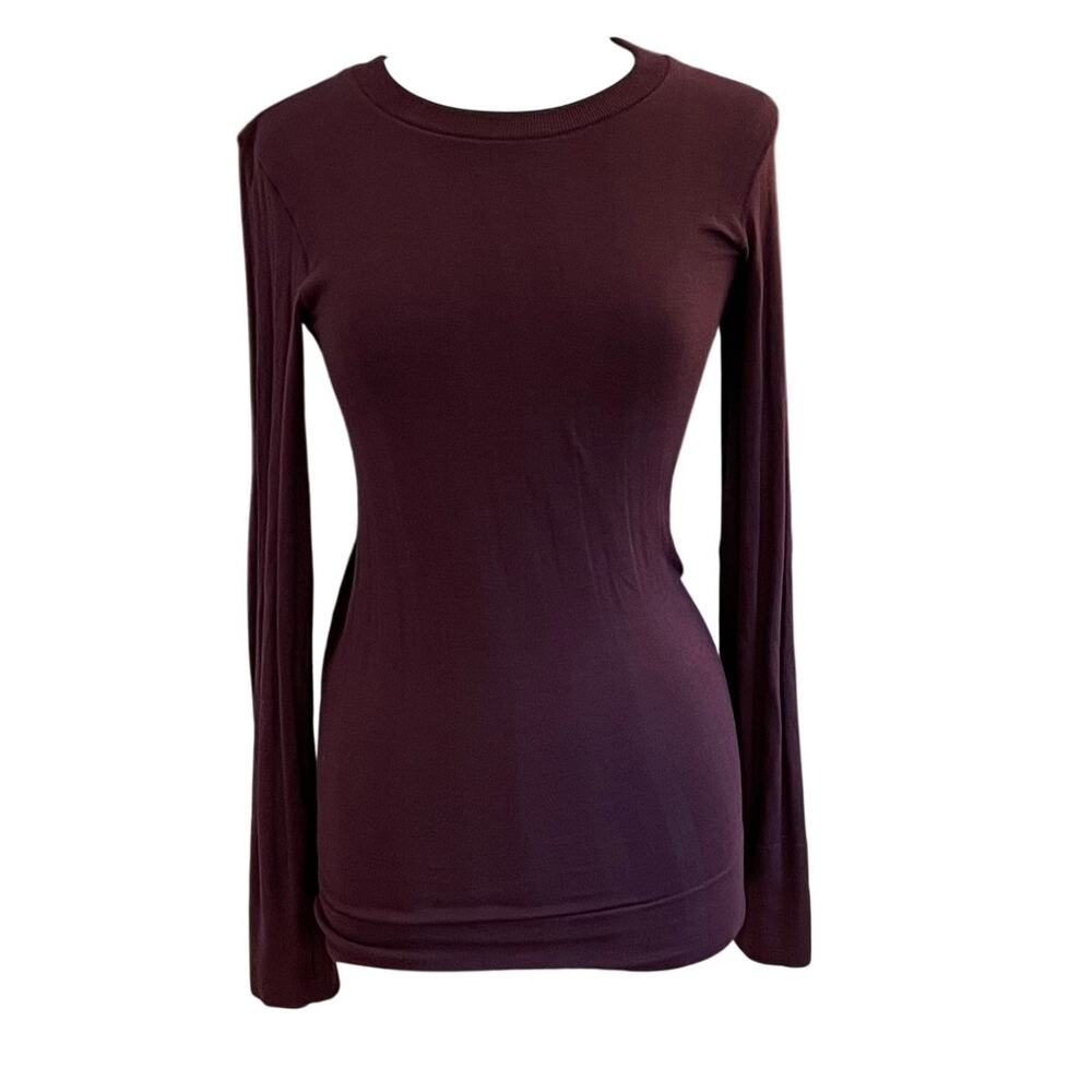 Athleta Burgundy Wool Blend Long Sleeve Tunic Sweater, Crewneck, Stretch, Size M